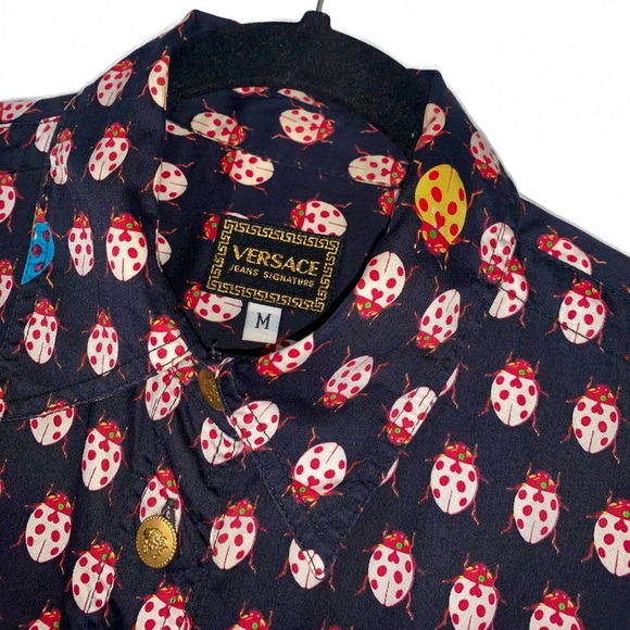 1995 Versace Ladybug Print Button Up Shirt🐞💜 - Picture 4 of 8